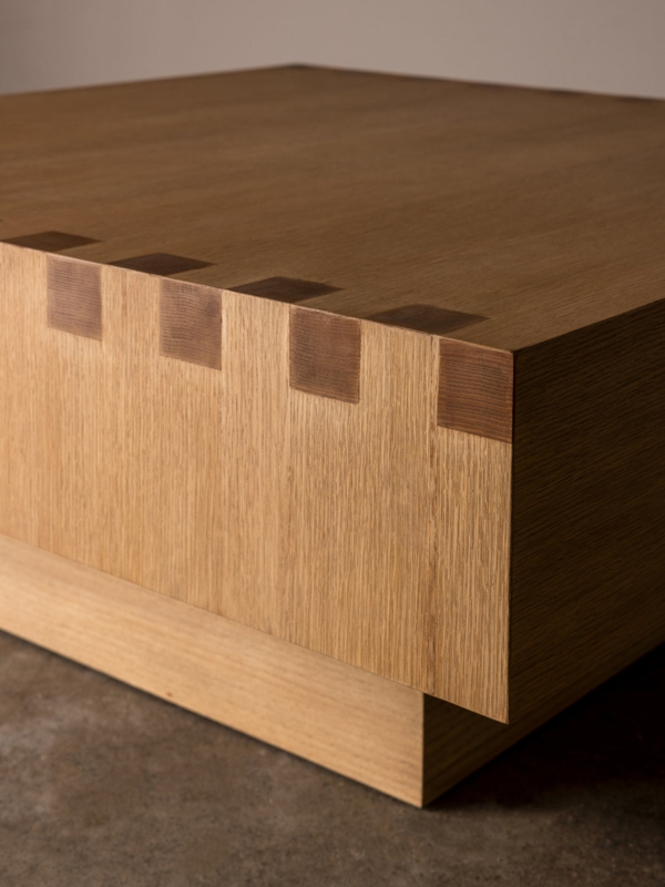 Square Coffee Table with Interlocking Joints in Minimalist Style