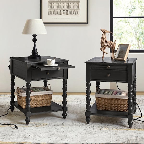 Square End Table Set with USB Charging Ports