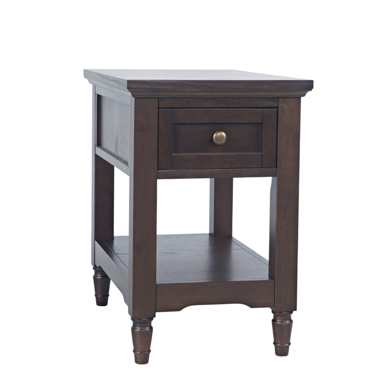 Square End Table with Open Shelf and Bottom Storage Drawer