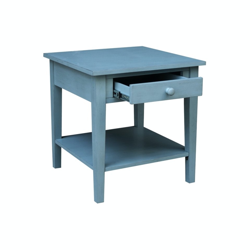 Square End Table with Open Storage Shelf & Straight Legs