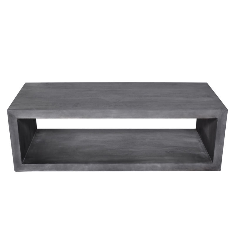 Square Wood Coffee Table Cube Shape Open Bottom Shelf Rustic