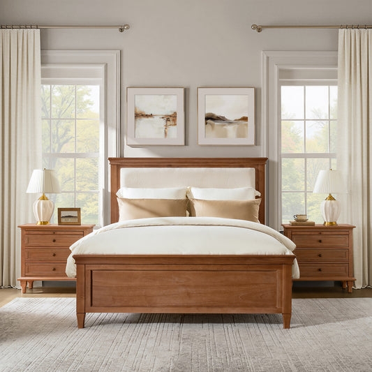 Standard Bed Sage Green Accents Tall Upholstered Headboard