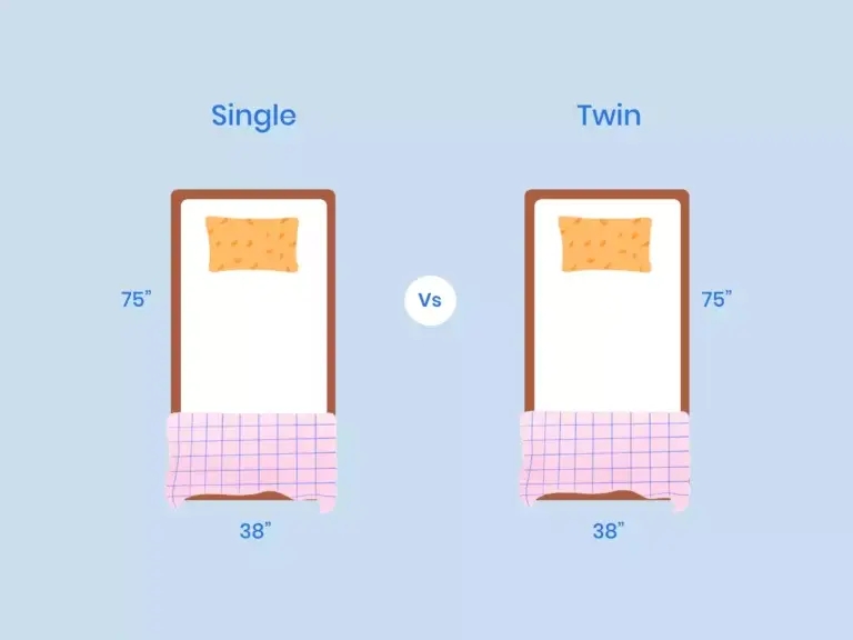 Standard Twin Bed Dimensions Guide Single vs Twin Mattress Graphic