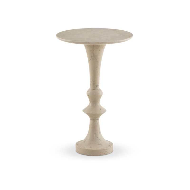Stone-Like Pedestal End Table with Conical Base and Matte Finish