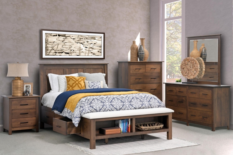 Storage Bed Charcoal Wood Slat and Upholstery Footboard Bench