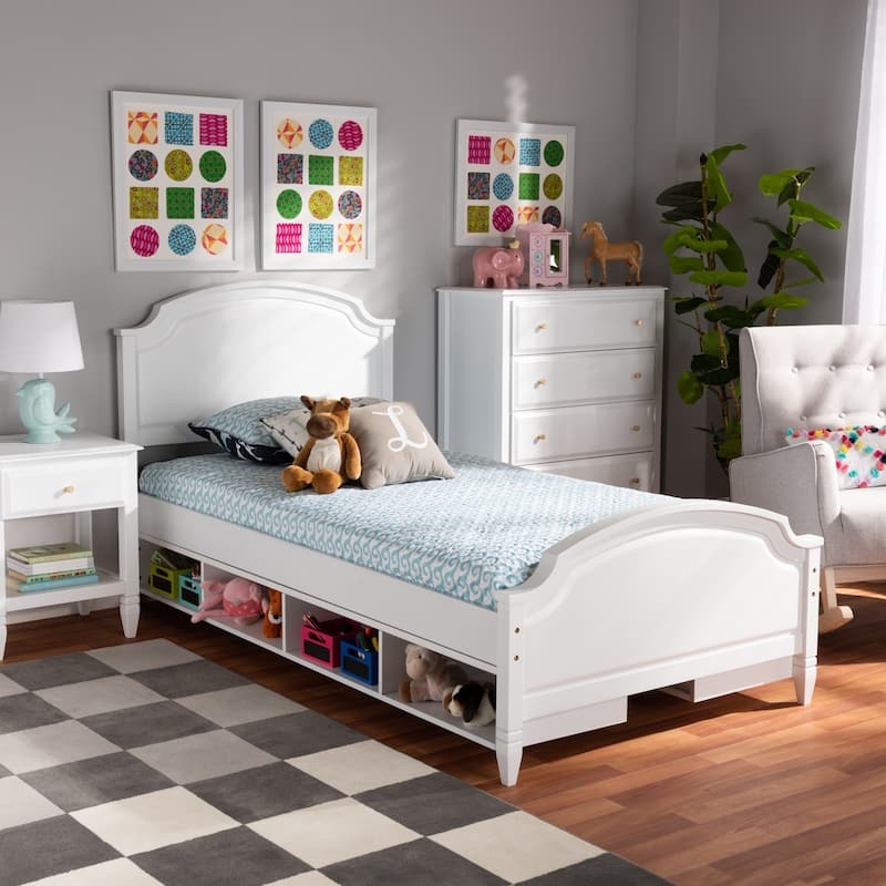 Storage Bed Integrated Footboard Storage Paneled Headboard