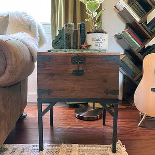 Storage Trunk Rustic Farmhouse Distressed Slatted Wood Construction