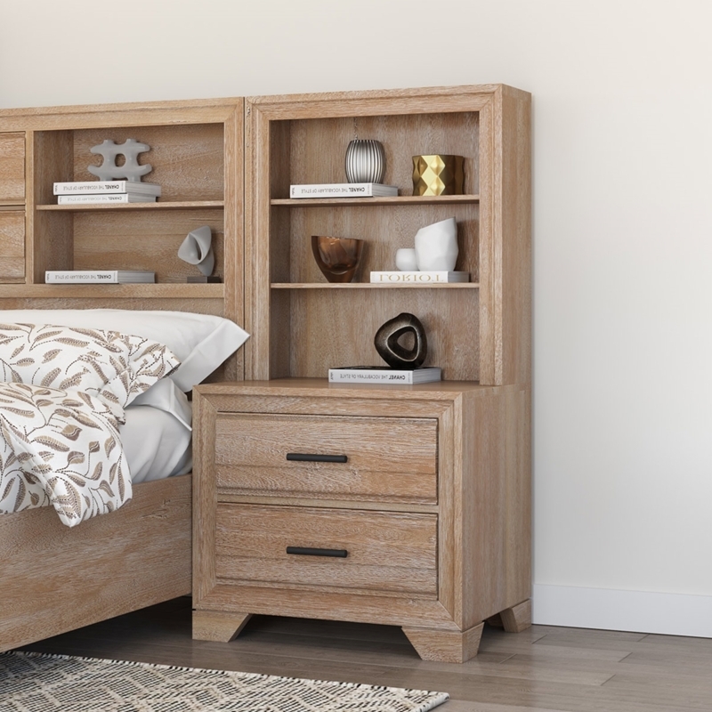 Sturdy Farmhouse Espresso Nightstand with Two Drawers