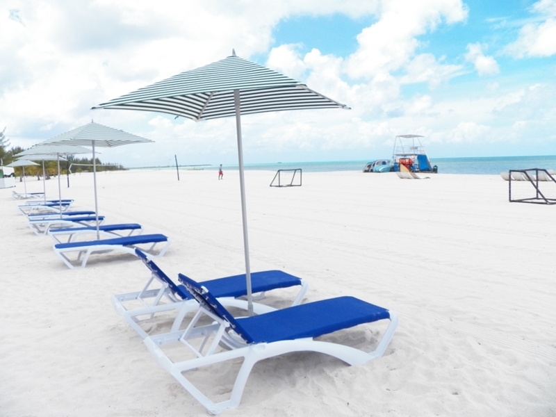 Sun Lounger Blue and White Stripes Repetitive Beach Layout Adjustable