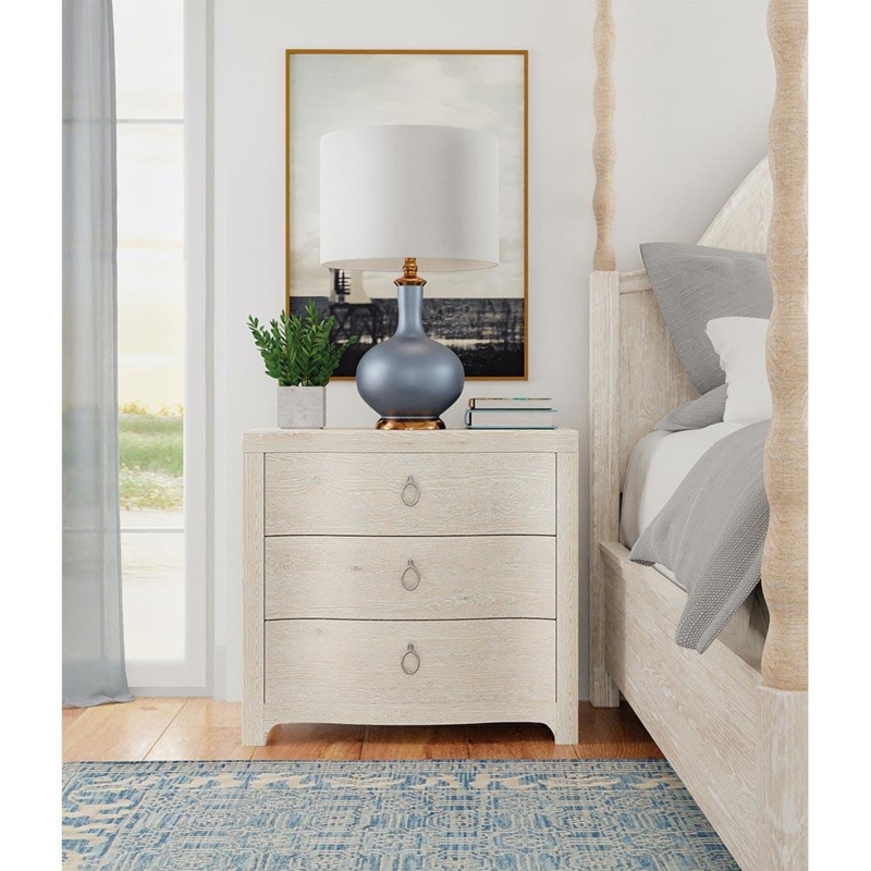 Surf Beige Woven Texture Nightstand, Plinth Base
