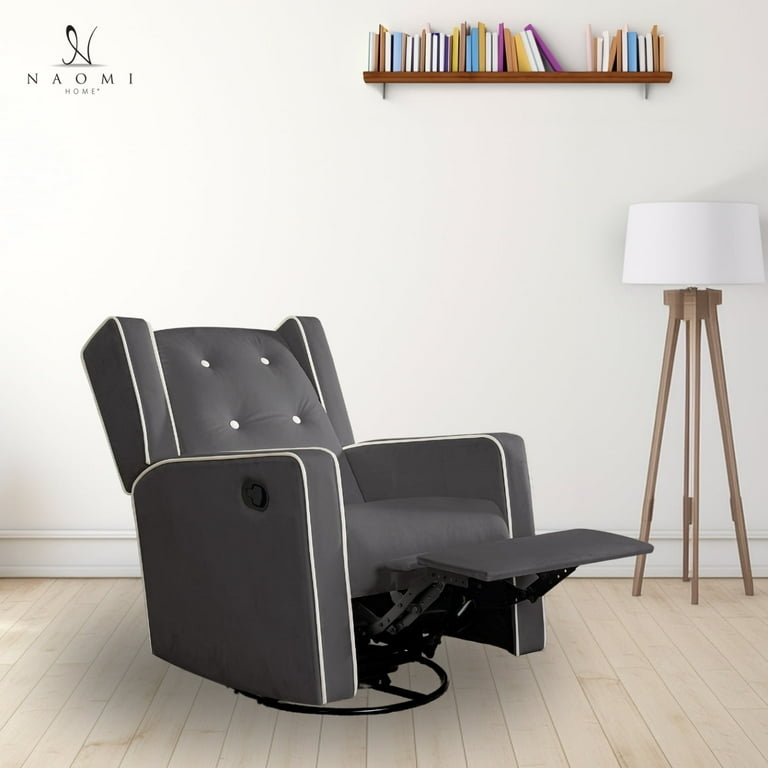 Swivel Glider Recliner Light Gray Square Silhouette Modern Chair