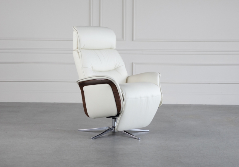 Swivel Recliner Slim Profile Off-White Star Pedestal Base