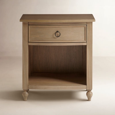 Tall Nightstand Wood One Drawer Open Shelf Farmhouse Style