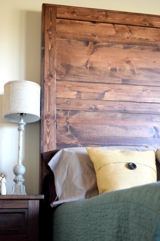 Tall Rustic Headboard, Weathered Finish Wood Plank Design