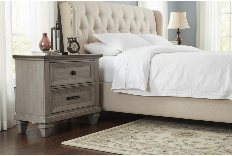 Tall Transitional Wood Nightstand with Tapered Legs