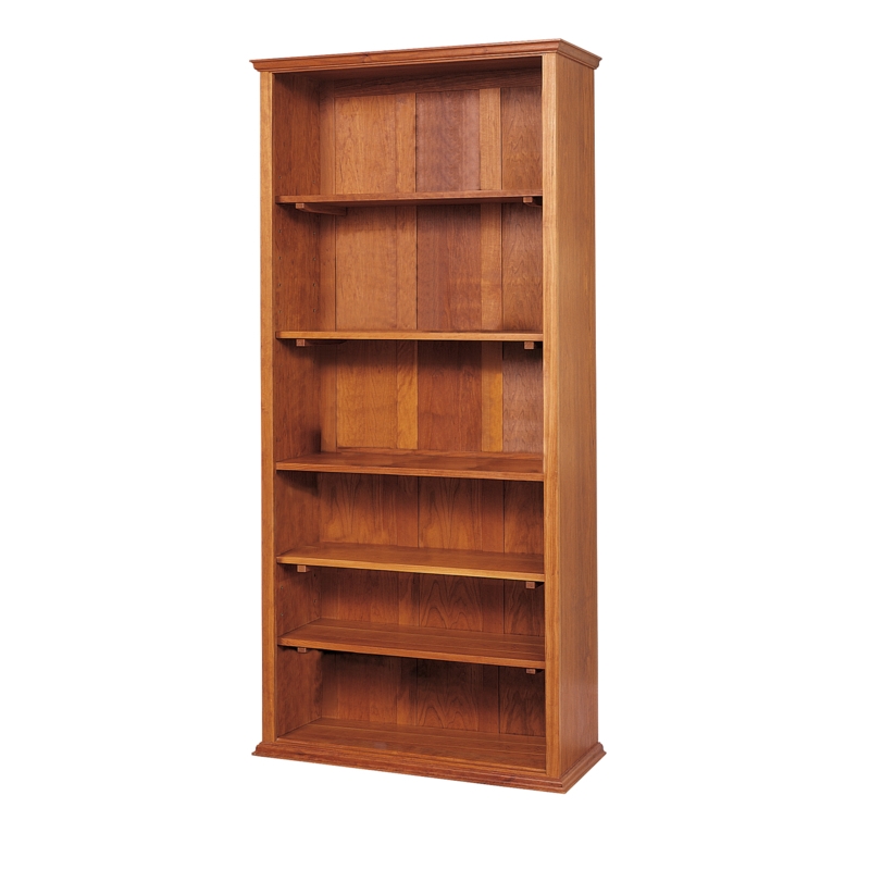 Tall Wood Bookcase with Slender Frame and Minimalist Open Shelving