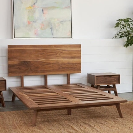 Tapered Leg Wood Platform Bed with Clean Lines