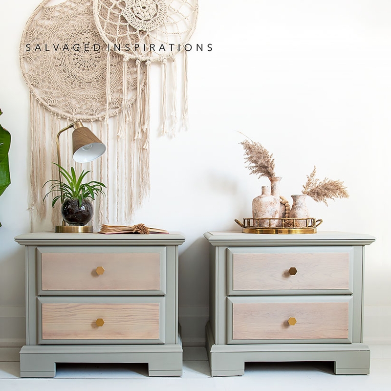 Textured Drawer Nightstand featuring Gold Bar Pulls