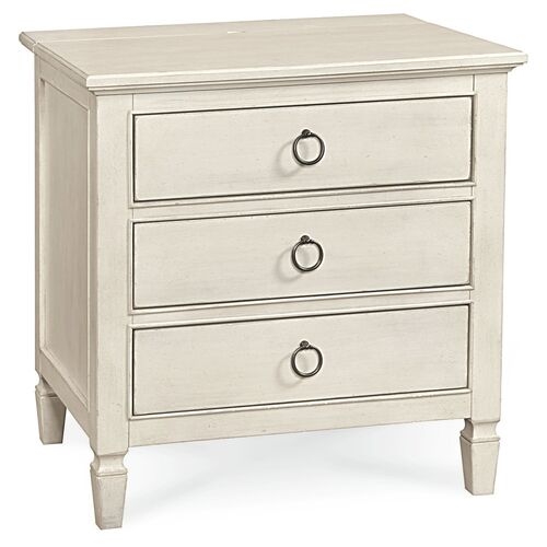 Textured Grasscloth Nightstand with Gold Metal Accents