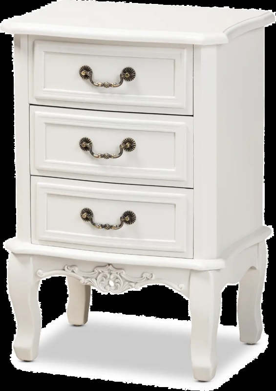 Three Drawer Bedside Chest with Drop Handle Pulls