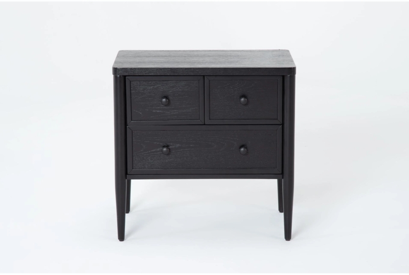 Three-Drawer Nightstand with Integrated USB Port, Wood Grain