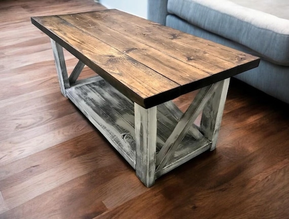 Three-Piece Coffee Table Set with Two-Tone Finish and X-Brace Sides