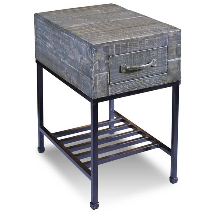 Three-Tier End Table, X-Pattern Panels, Transitional Gray Storage