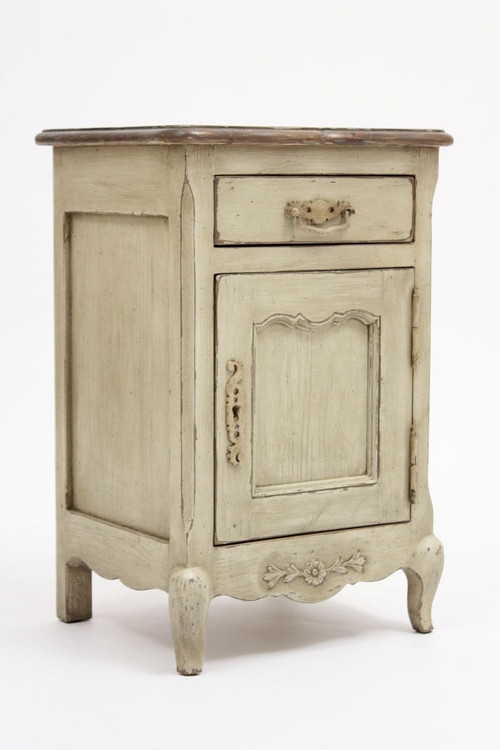 Three-Tier Nightstand Dark Wood Open Shelving Carved Details