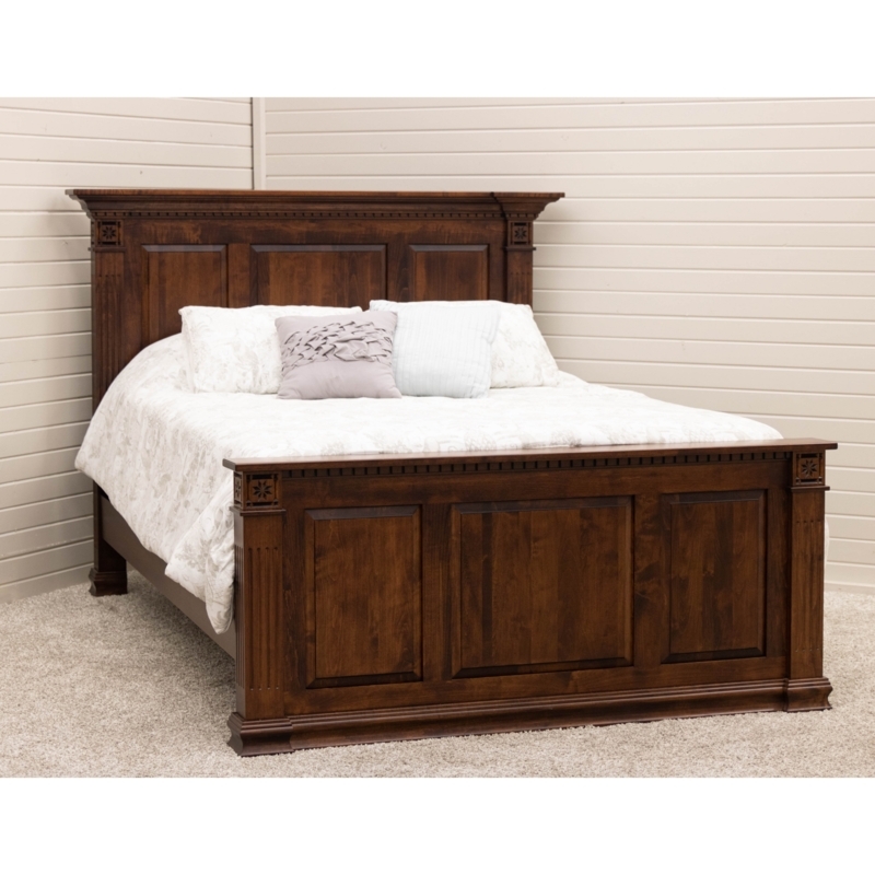 Traditional Arched Wood Bed Frame with Vertical Slat Design