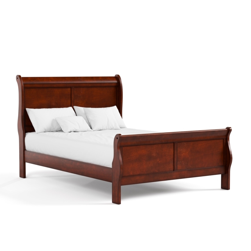 Traditional Cherry Sleigh Bed with Recessed Paneling