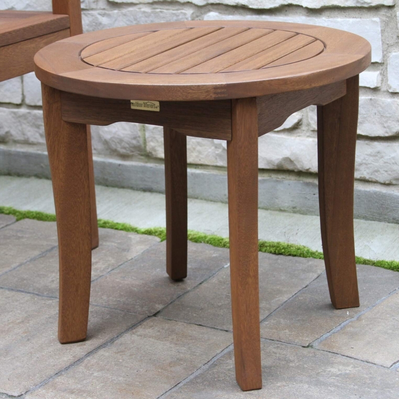 Traditional Circular End Table with Plank-Style Top and Lower Shelf