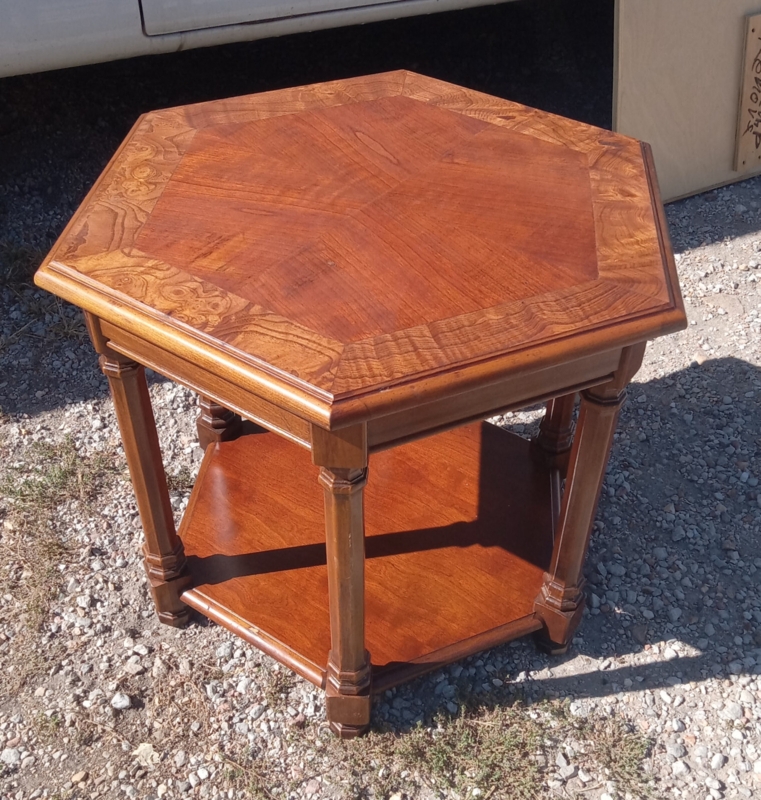 Traditional End Table with Inlaid Top and Single Drawer Storage