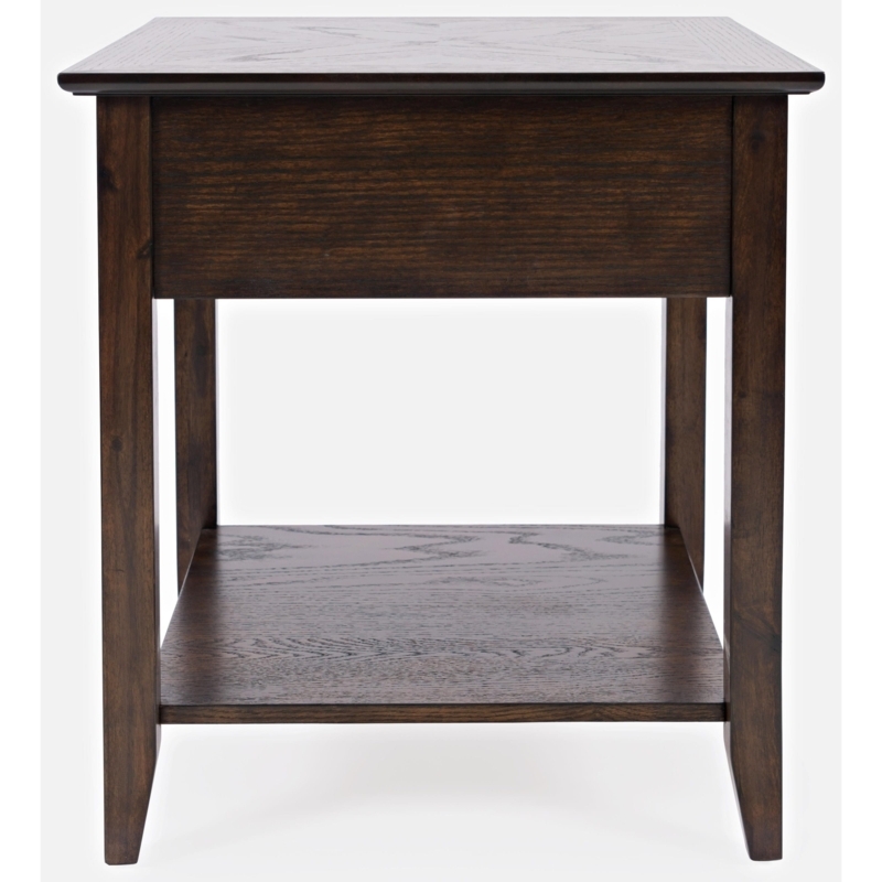 Traditional End Table with Single Drawer, Tapered Legs, Dark Wood Finish