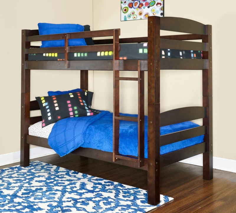 Traditional Espresso Bunk Bed with Slatted Ends and Integrated Ladder