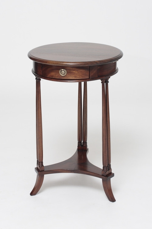 Traditional Mahogany End Table with Saber Legs and Metal Caps