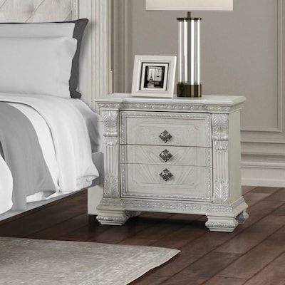 Traditional Nightstand featuring a Stone-Like Top and Cabriole Legs
