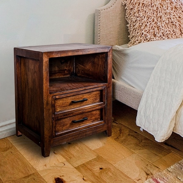 Traditional Nightstand Tiered Top Silver Rectangular Pulls