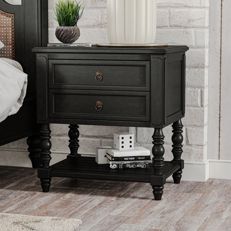 Traditional Nightstand with Tiered Top and Scalloped Base