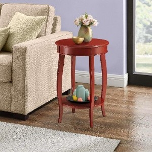 Traditional Round Side Table with Cabriole Legs and Lower Storage Shelf