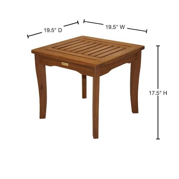 Traditional Square Outdoor Side Table with Straight Legs and H-Stretcher