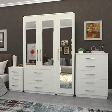 Traditional White and Oak Chest of Drawers with 2-over-3 Layout