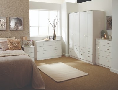 Traditional White Bedroom Set with Shaker Panels and Bun Feet
