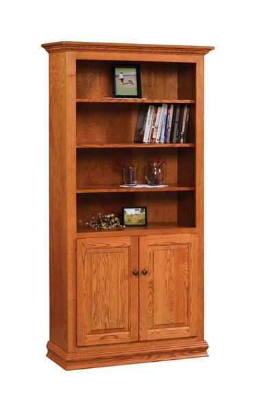 Traditional Wood Bookcase with Recessed Panel Doors Base Cabinet