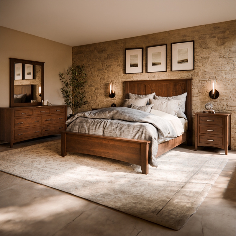 Transitional Bedroom Set Dark Espresso Three Panel Design