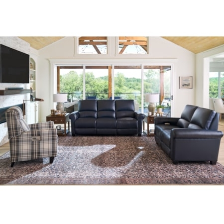 Transitional Beige Living Room Set: Three-Piece with T-Cushion Seating