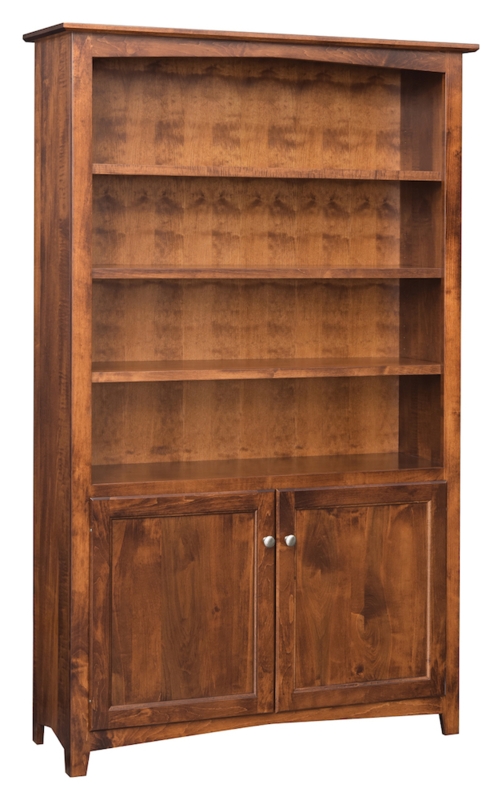 Transitional Bookcase with Shaker-Style Lower Doors & Crown Molding