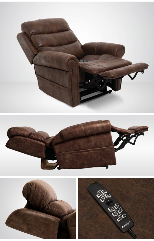 Transitional Brown Lift Chair with Plush Pillow Back Cushioning