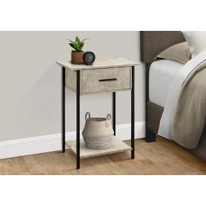 Transitional Cream End Table with Drawer and Square Legs