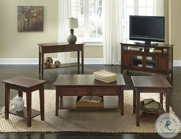 Transitional End Table Dark Wood Finish, End Table with Lower Display Shelf