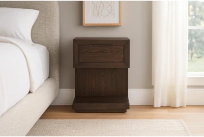 Transitional Nightstand Espresso Finish with Sturdy Block Legs